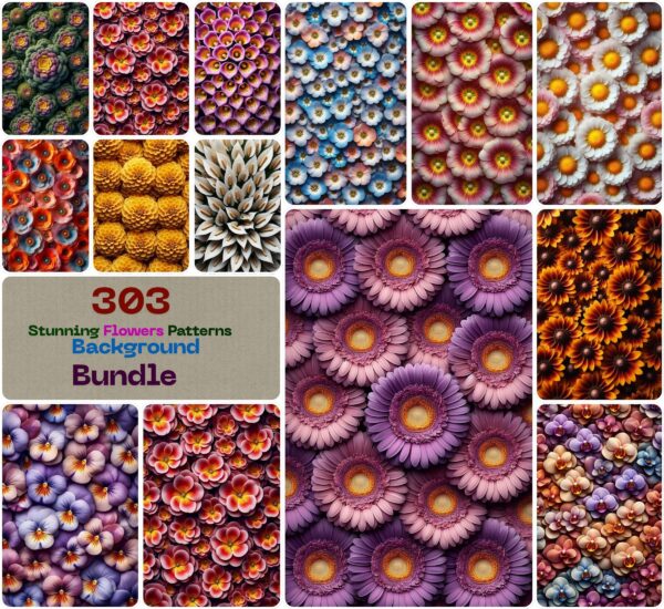 Stunning Flowers Patterns Background Bundle