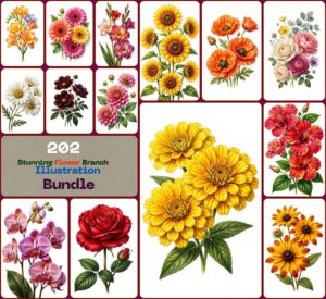 Stunning Flower Branch Illustration Bundle