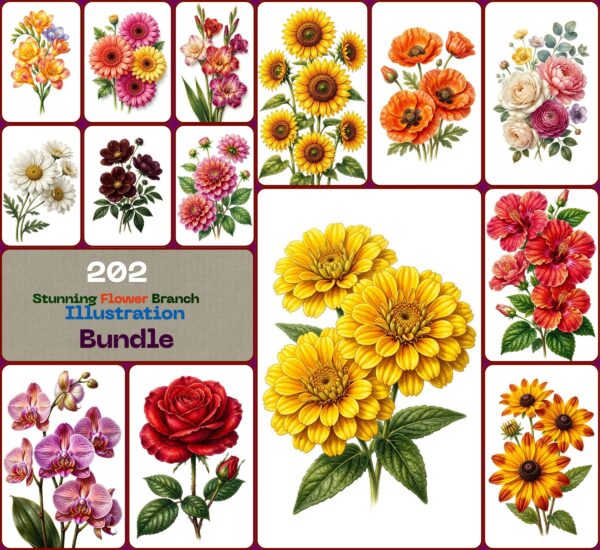 Stunning Flower Branch Illustration Bundle