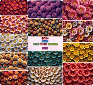 Amazing Flowers Patterns Background Bundle
