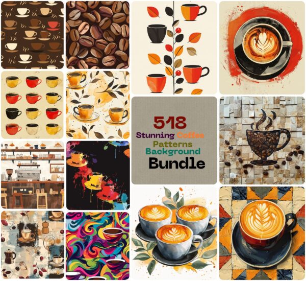 Stunning Coffee Patterns Background Bundle