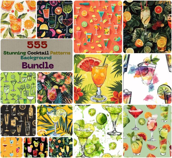Stunning Cocktail Patterns Background Bundle