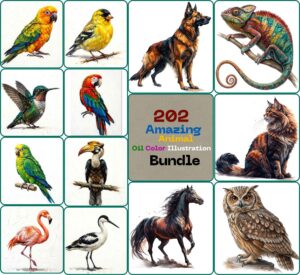 Amazing Animal Oil Color Illustration Bundle