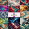 Aqua Artwork & Flower Texture