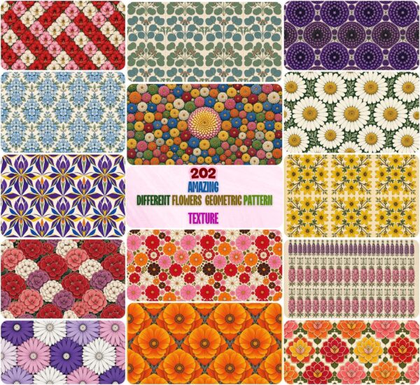 Amazing Different Flowers Geometric Pattern Texture