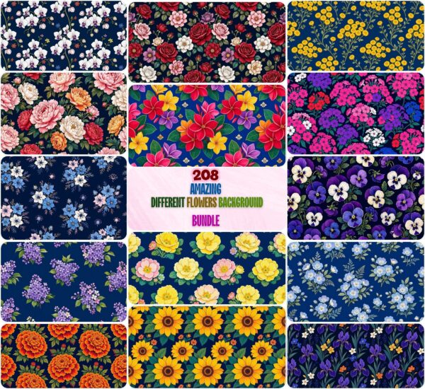 Amazing Different Flowers Background Bundle